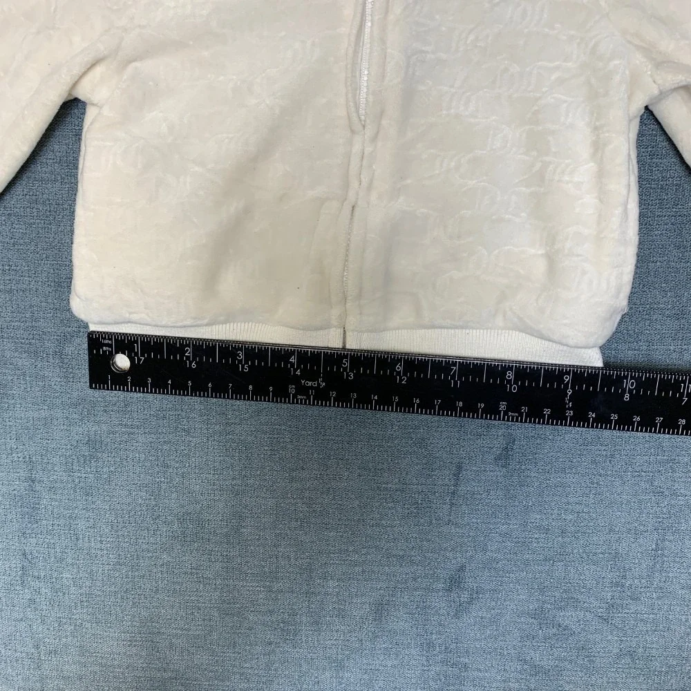 Juicy Couture Full Zip Track Jacket Baby Girls 12M Cream Velour Long Sleeve